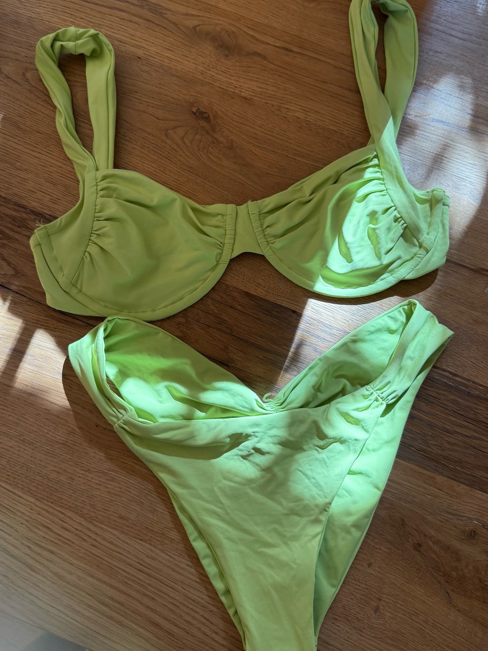 l*space Neon Lime Green Bikini Top and Bottom
